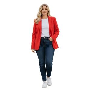 Chadwicks of Boston -NWOT 98% Cotton Red Blazer Jacket Women's Size 14